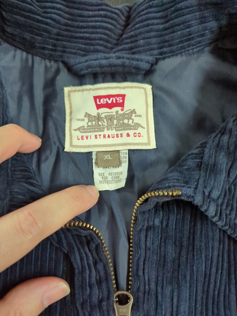 Rare Vtg Levi's Corduroy Navy Zip-up Jacket Oversized XL - Picture 5 of 10